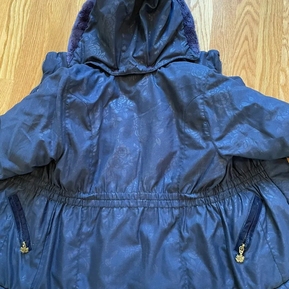 Rothschild Hooded Winter Coat/Jacket Snowflake Pattern Blue Girls Size L (4)